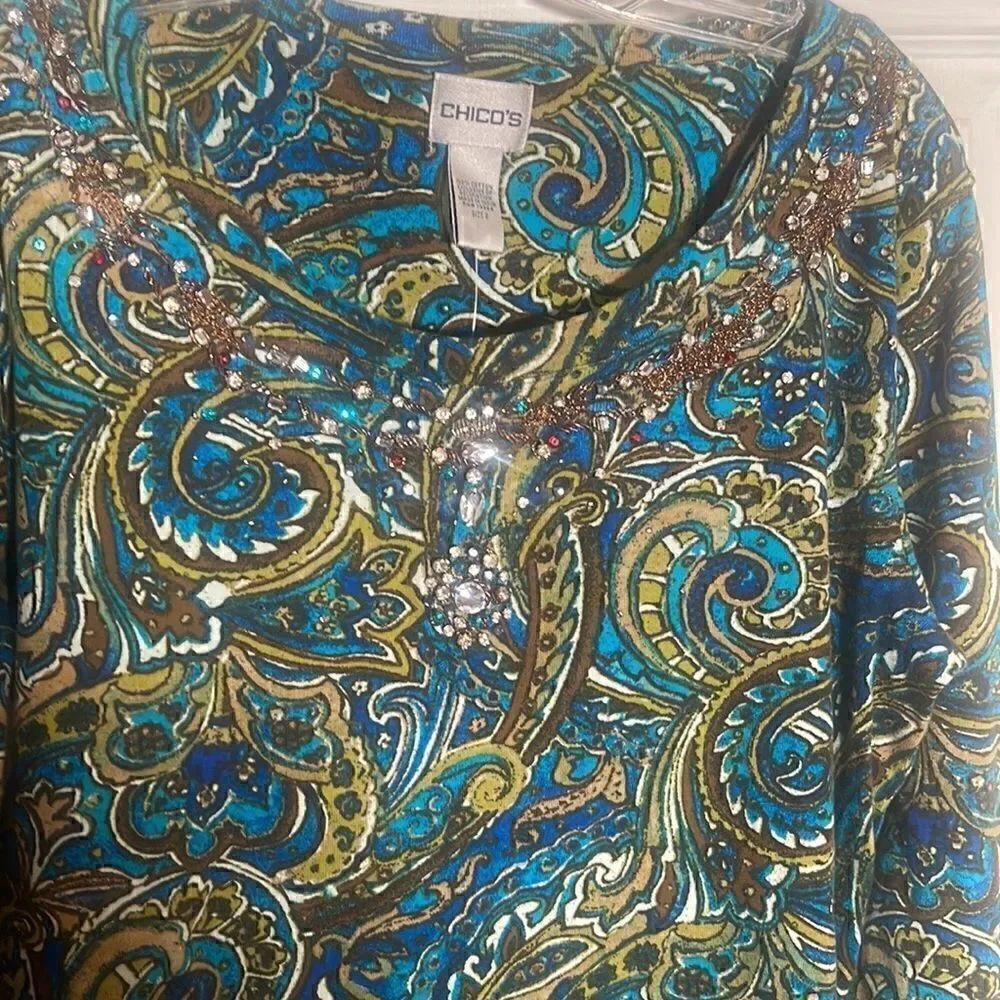 Chico Long Sleeve Hand Beaded Cut Class Top - Picture 3 of 3